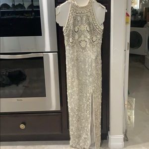 White long beaded gown